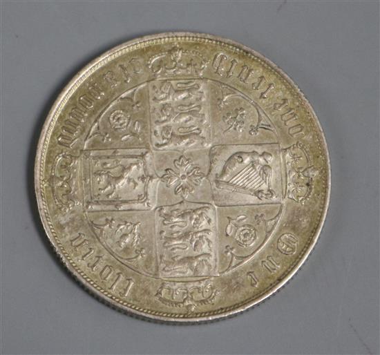 A Victorian silver Gothic florin, 1880, MDCCCLXXX, slight edge nicks otherwise GVF, slight lustre